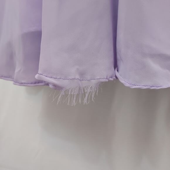 EVA USA Lavender Purple Chiffon Lace Full Length Maxi High Neck Bridesmaid Dress - Picture 14 of 15